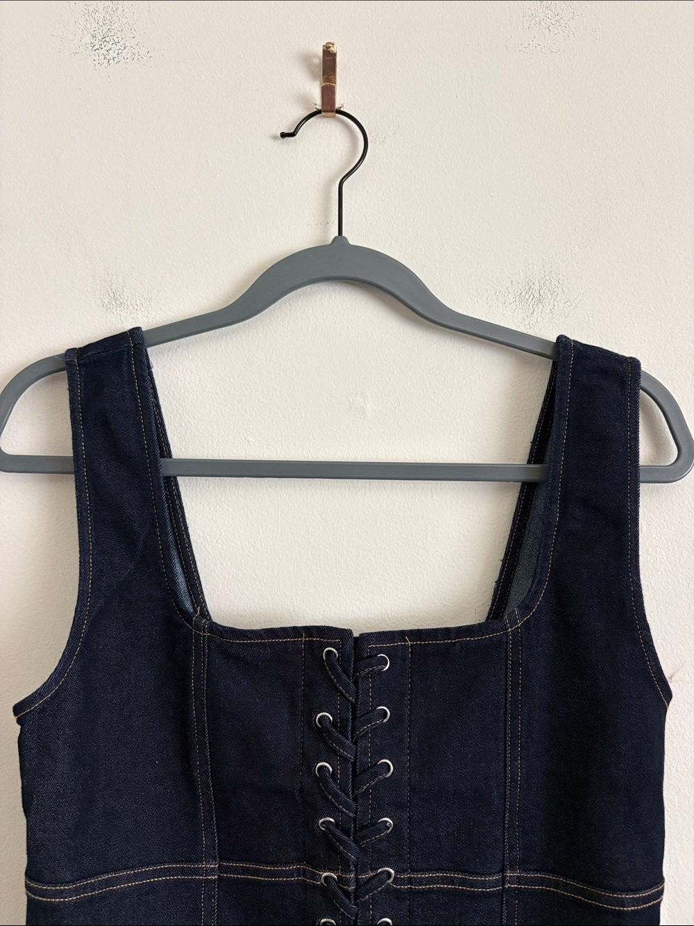 Moon River Lace-Up Detail Denim Corset Top Size Large - Picture 4 of 13